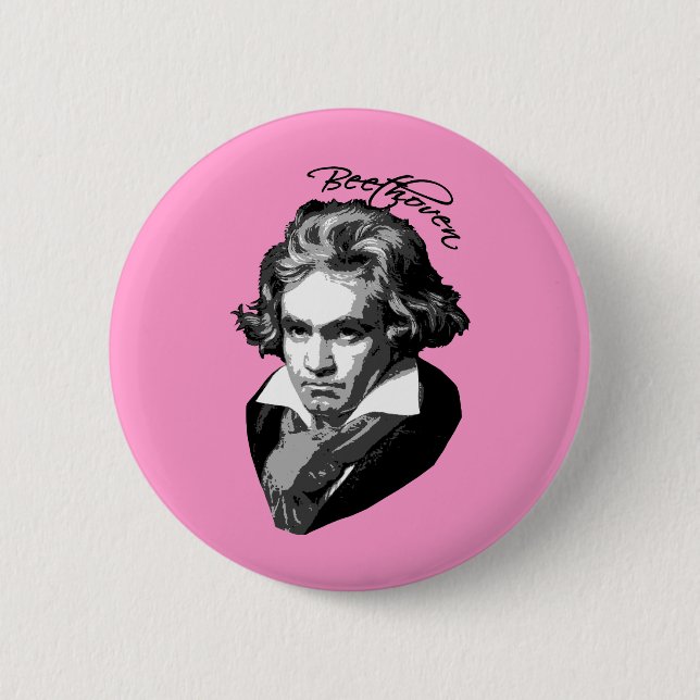 Beethoven-Porträt auf T-Shirts, Tassen, Geschenke Button (Vorderseite)