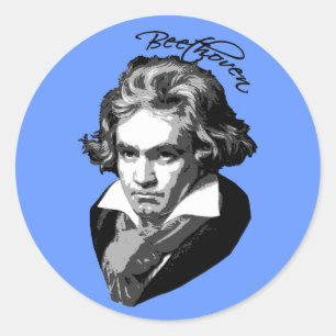 Beethoven-Porträt auf T-Shirts, Tassen, Geschenke Runder Aufkleber