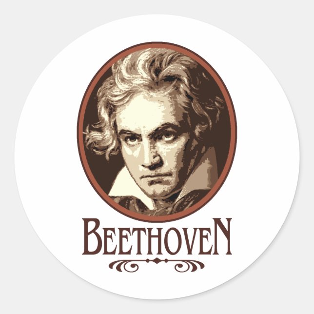 Beethoven Runder Aufkleber (Vorderseite)