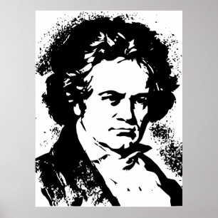 Beethoven Schwarzweiß-Vektorgrafik Poster