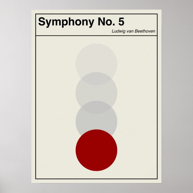 Beethoven Symphonie Nr. 5 Minimalistisch Abstrakt Poster (Vorne)
