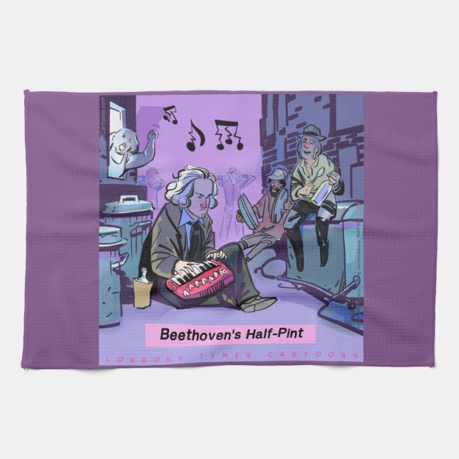 Beethovens halb Pint Funny Kitchen Handtuch (Horizontal)