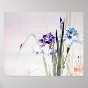 Beetle Climbing am Iris Leaf, Watanabe Seitei Poster