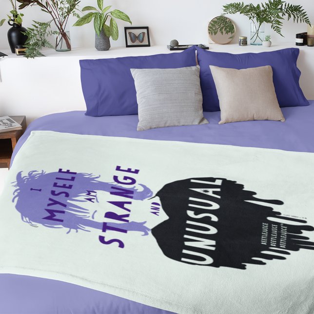 Beetlejuice | Lydia "Strange and Unusual" Graphic Fleecedecke (Blanket on top of bed)