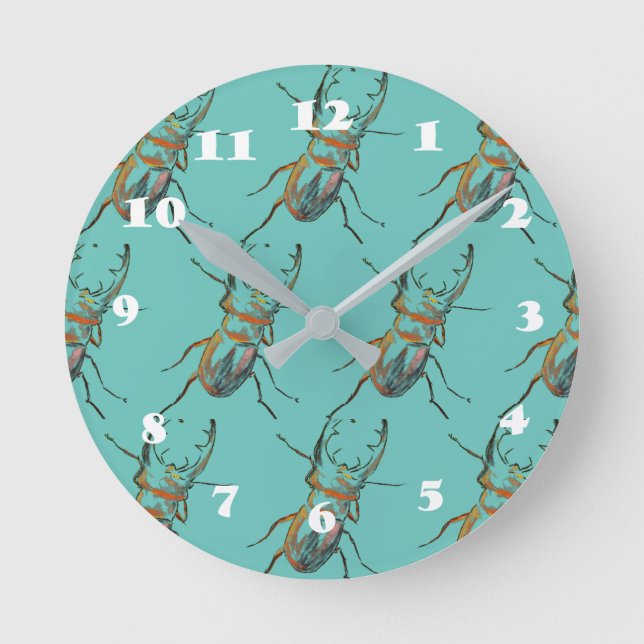 Beetles Bugs Runde Wanduhr (Vorderseite)
