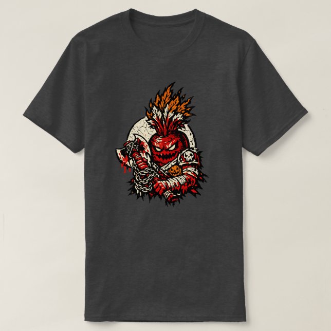 Beetroot Berserker Halloween — Dark Warrior Retro  T-Shirt (Design vorne)