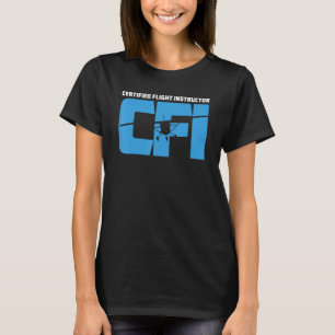 Befähigte Fluglehrerin CFI Flugzeug Silhouett T-Shirt
