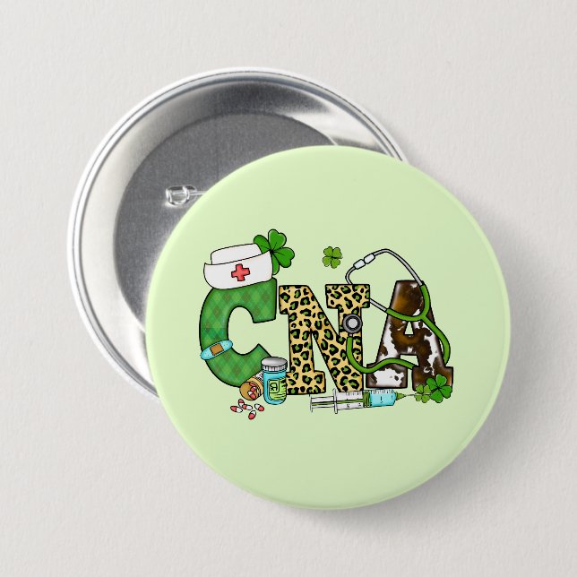 Befähigte Krankenpfleger St. Patrick's Button (Vorne & Hinten)