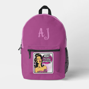Befähigung zu Lila "Make Today Phantastisch" Retro Bedruckter Rucksack