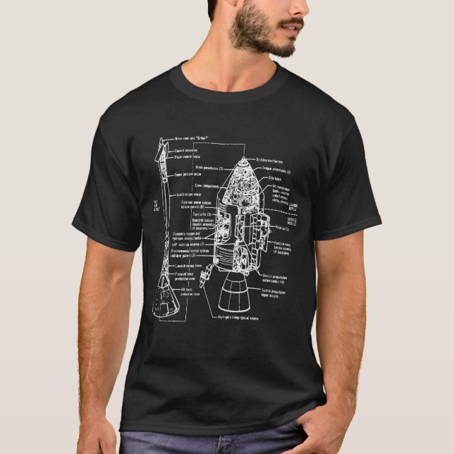Befehls-Testmodul-Diagramm der NASAs Apollo 11 T-Shirt (Vorderseite)