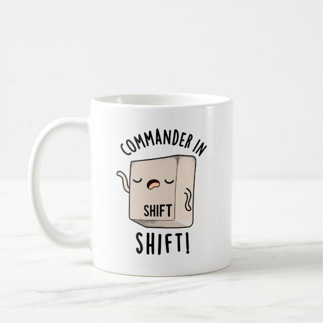 Befehlshaber in Shirt Funny Keyboard Puff Kaffeetasse (Links)