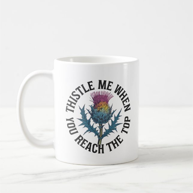 Befeuchte mich, wenn du die oberste Thistle-Blume  Kaffeetasse (Links)