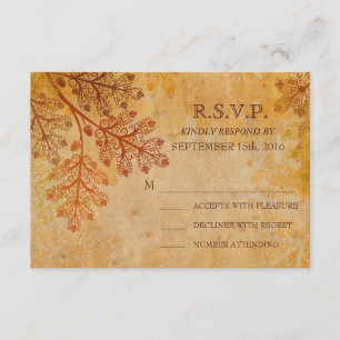 Befleckte Lacy-Blätter fallen Hochzeit-RSVP-Karte RSVP Karte