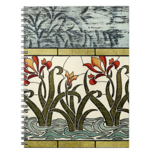 Beflecktes Glas-Blumen mit TAN-Grenze Notizblock