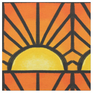 Beflecktes Glas-Deko-Sonnenuntergang Stoff