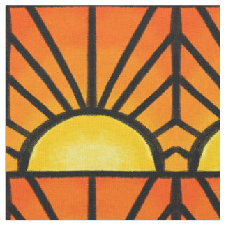 Beflecktes Glas-Deko-Sonnenuntergang Stoff