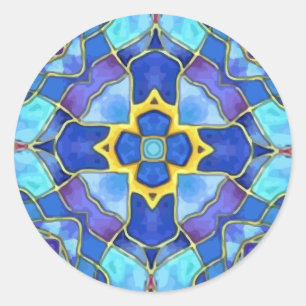 Beflecktes Glas-Kreuz, christlich besonders Runder Aufkleber