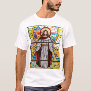 Beflecktes Glas-MauerT - Shirt Jesuss Christus