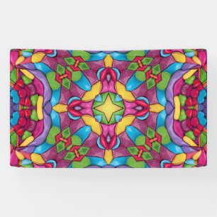 Beflecktes Glas-Vintages lila Kaleidoskop Banner