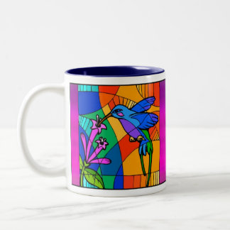 Beflecktes Glas-Vogel-Tasse Zweifarbige Tasse