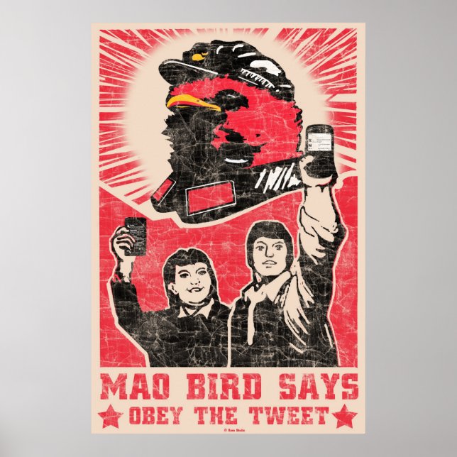 Befolgen Sie das Getweetet Twitter Red Mao Bird Po Poster (Vorne)