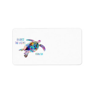 Befolgen Sie das Zitat der lokalen Sea Turtle Gefä Adressaufkleber