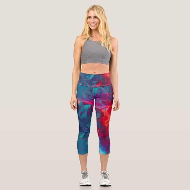 Befolgen Sie Ihre Träume Zitate farbige Blume Capri Leggings (Vorderseite)