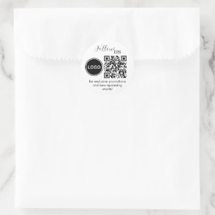 Befolgen Sie uns mit QR Code Packaging Round Aufkl Runder Aufkleber
