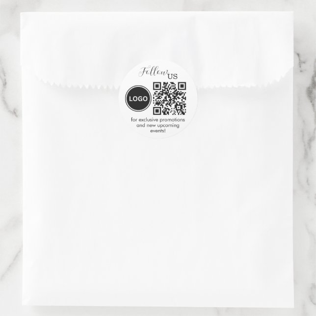 Befolgen Sie uns mit QR Code Packaging Round Aufkl Runder Aufkleber (Tasche)