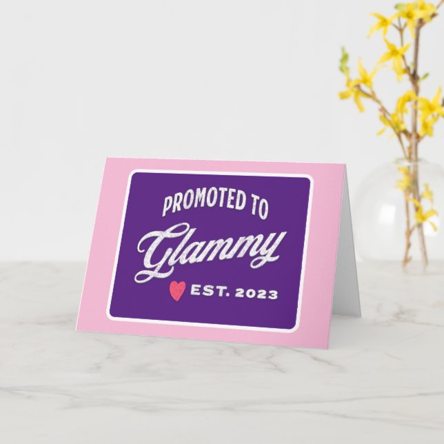 Befördert nach Glammy Est. 2023 für neue Großmutte Karte (Gelbe Blume)