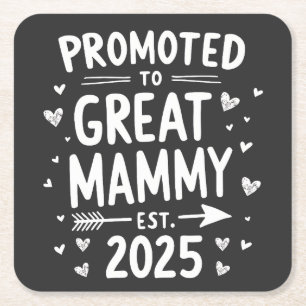 Befördert nach Großem Mammy Est. Muttertag 2025 Rechteckiger Pappuntersetzer