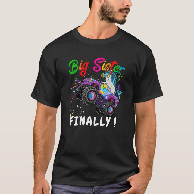 Befördert zu Big Sister Endlich Unicorn Monster Tu T-Shirt (Vorderseite)