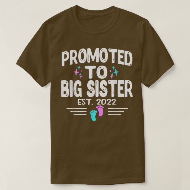 Befördert zu Big Sister Est 2022 Gender Reveal Pin T-Shirt (Design vorne)
