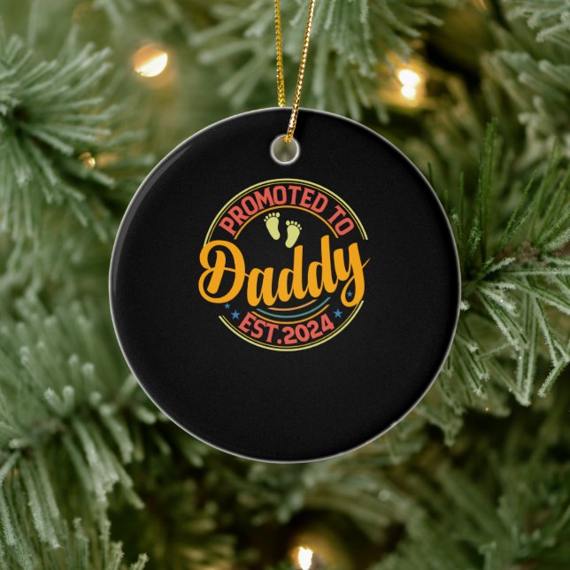 Befördert zu DADDY 2024 New Dad First Time Vater 2 Keramik Ornament (Baum)