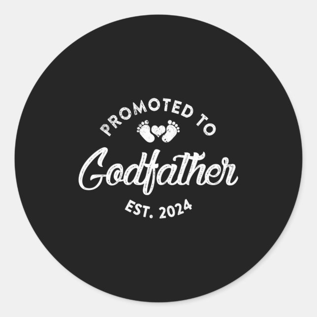 Befördert zu Godvater Est 2024 Witziger neuer Onke Runder Aufkleber (Vorderseite)
