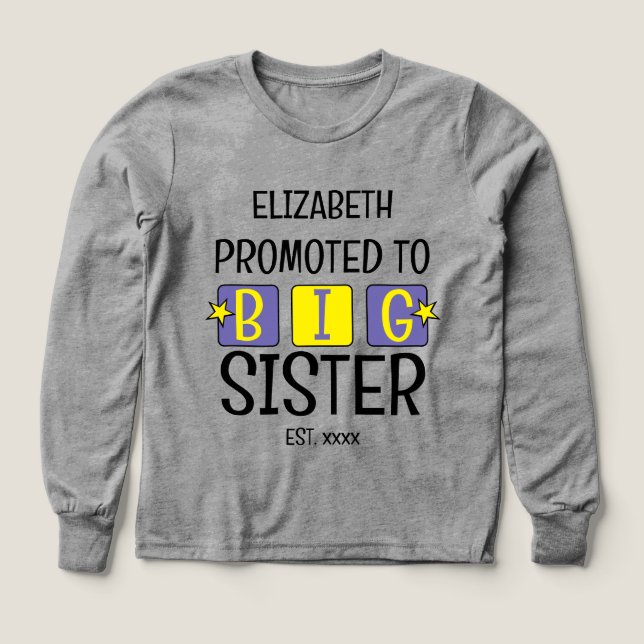 Befördert zu großen Schwesternamen lila Jahr (Design Vorderseite)