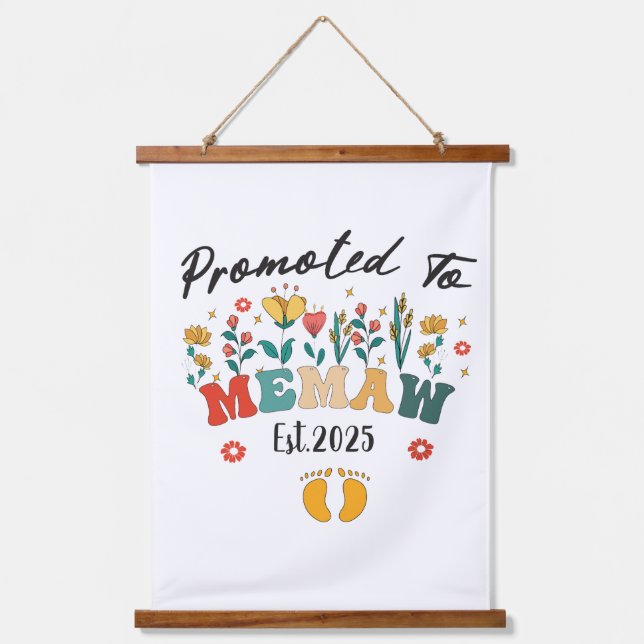 Befördert zu Memaw est. 2025: Ein Sonderjahr für e Wandteppich Mit Holzrahmen (Vorderseite)