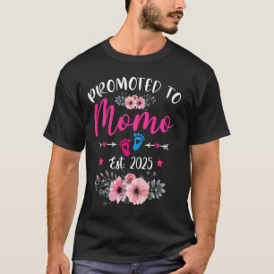 Befördert zu Momo Est. 2025 Lustige Blumen Muttert T-Shirt
