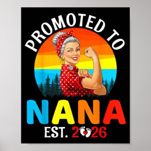 Befördert zu Nana Est 2026 Starke Oma Wer Retro Poster