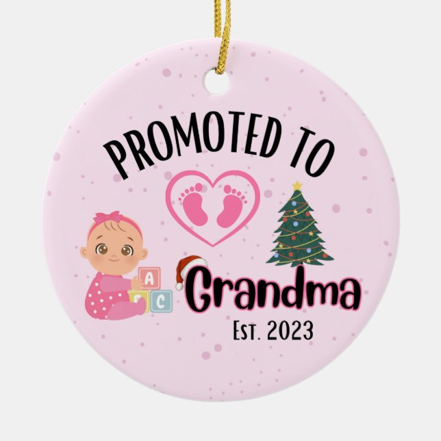 Befördert zu Oma - Baby Girl Xmas Keramik Ornament (Vorne)