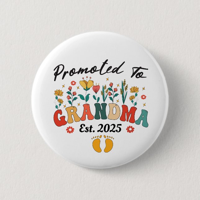 Befördert zu Oma est. 2024 Großeltern Button (Vorderseite)