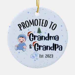 Befördert zu Oma&Opa - Baby Boy Xmas Keramik Ornament
