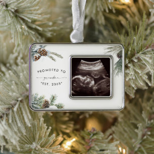 Befördert zu Oma Ultrasound Weihnachten Rahmen-Ornament Silber