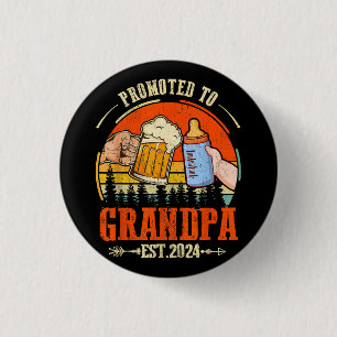 Befördert zu Opa Est 2024 Retro Väter Day New Button