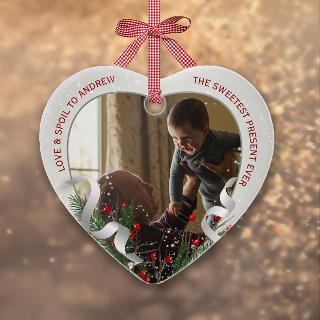 Befördert zu Opa Silver Frame 1. Weihnachten Keramik Ornament (Von Creator hochgeladen)