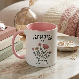 Befördert zum Floral Mama-Mommy-Zeitalter-Kunstwer Tasse