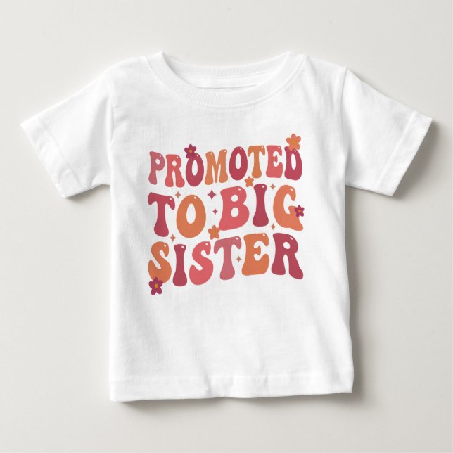 Befördert zum großen Schwestern Groovy Fall Baby T-shirt (Vorderseite)
