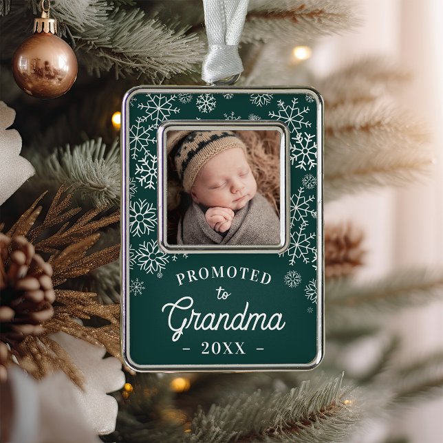 Befördert zum Oma Baby Foto Rahmen-Ornament Silber (Von Creator hochgeladen)