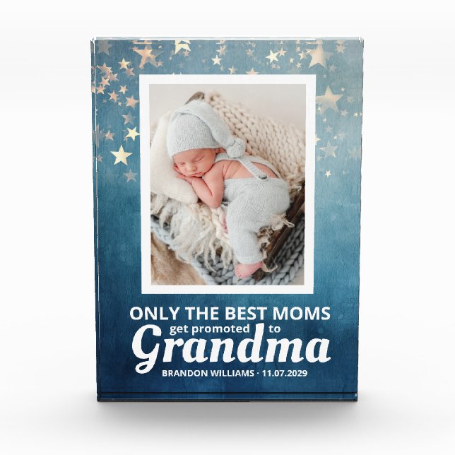 Befördert zum Oma Niedlich Stars Baby Fotoblock (Vorderseite)