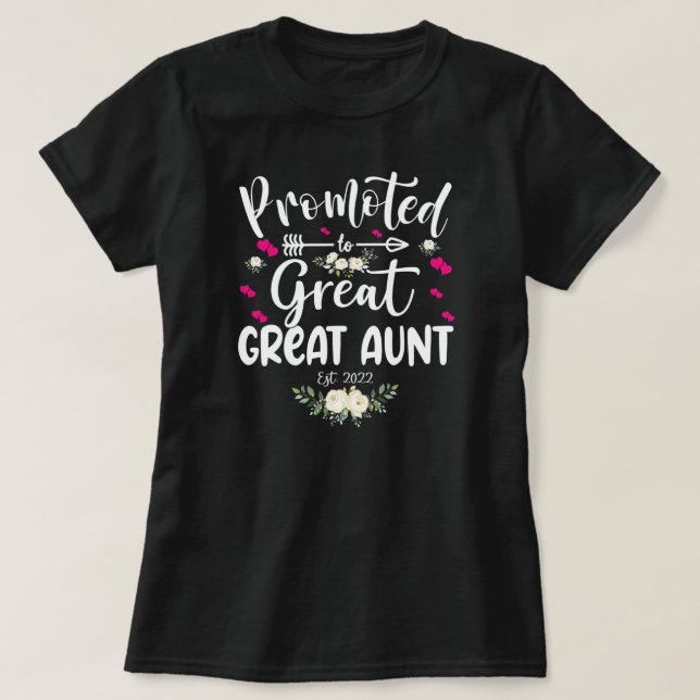 Befördert zur großen Tante mit Herzfloralmutter T-Shirt (Design vorne)